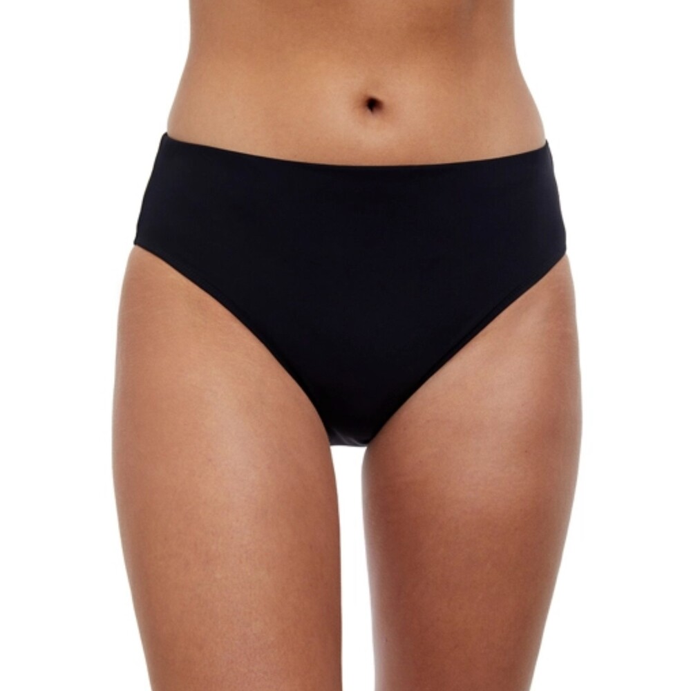Gottex Women's Mid Rise Wave Pattern Textured Bikini Bottoms in Black Size S